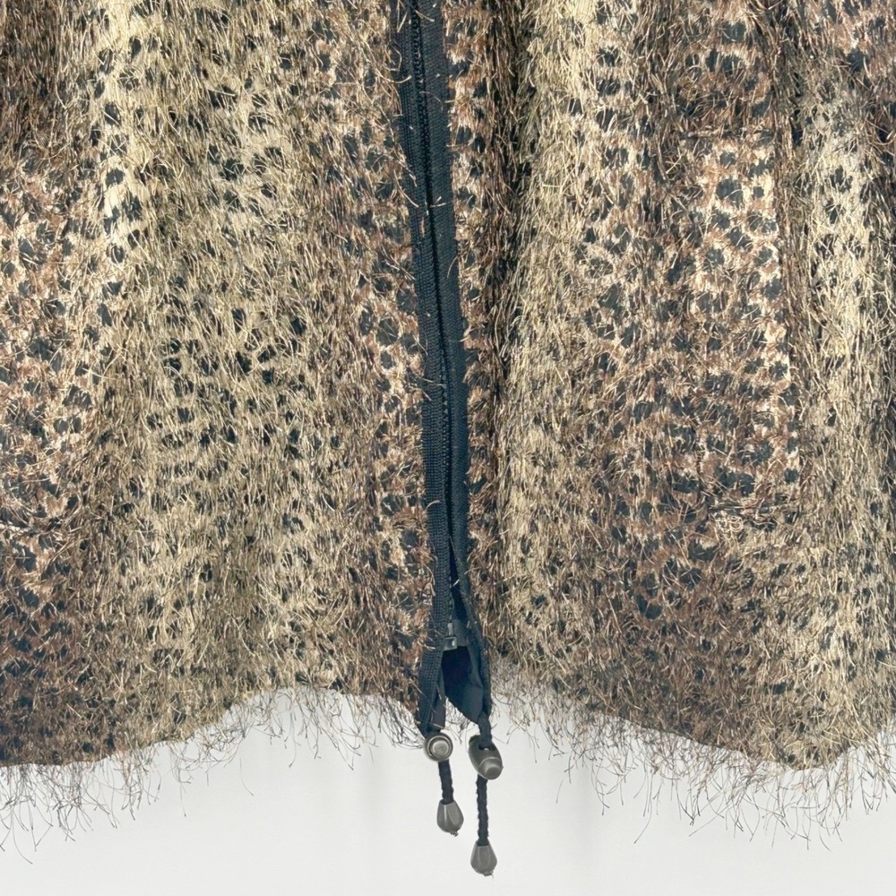 Wms Reversible Leopard Faux Fur Black Jacket Size L Textured Mob Wife Aesthetic - Picture 7 of 9